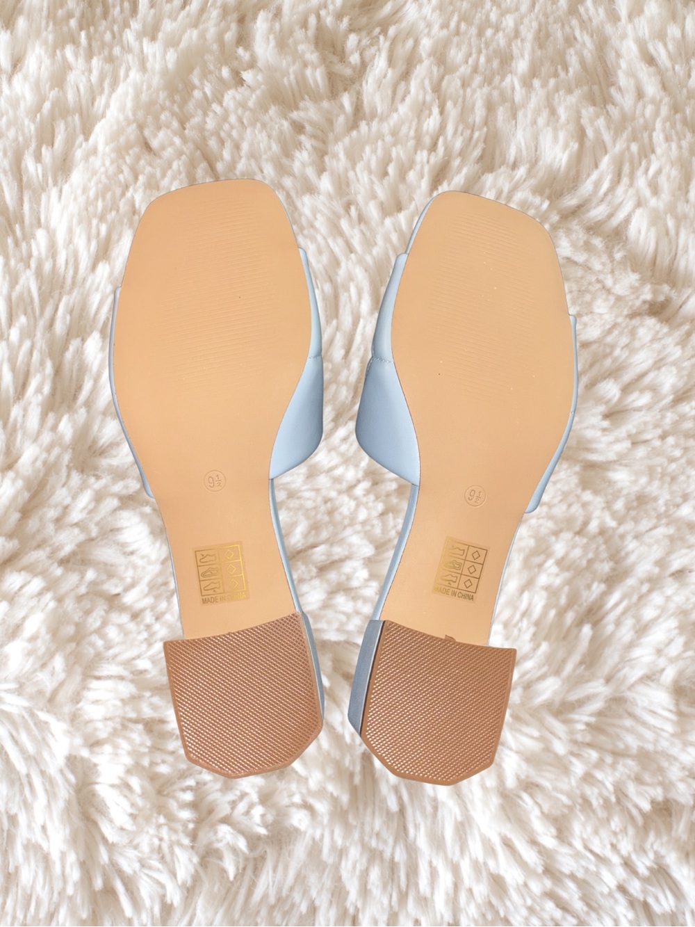 Journee Collection Powder Blue Quilted Slide Mules - Picture 6 of 6